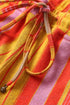 Straight leg pants in striped cotton blend jacquard with elastic waistband